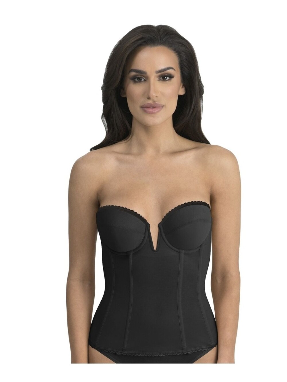 Dominique Vivienne V Wire Low Back Strapless Bra Black Size 38DD/E